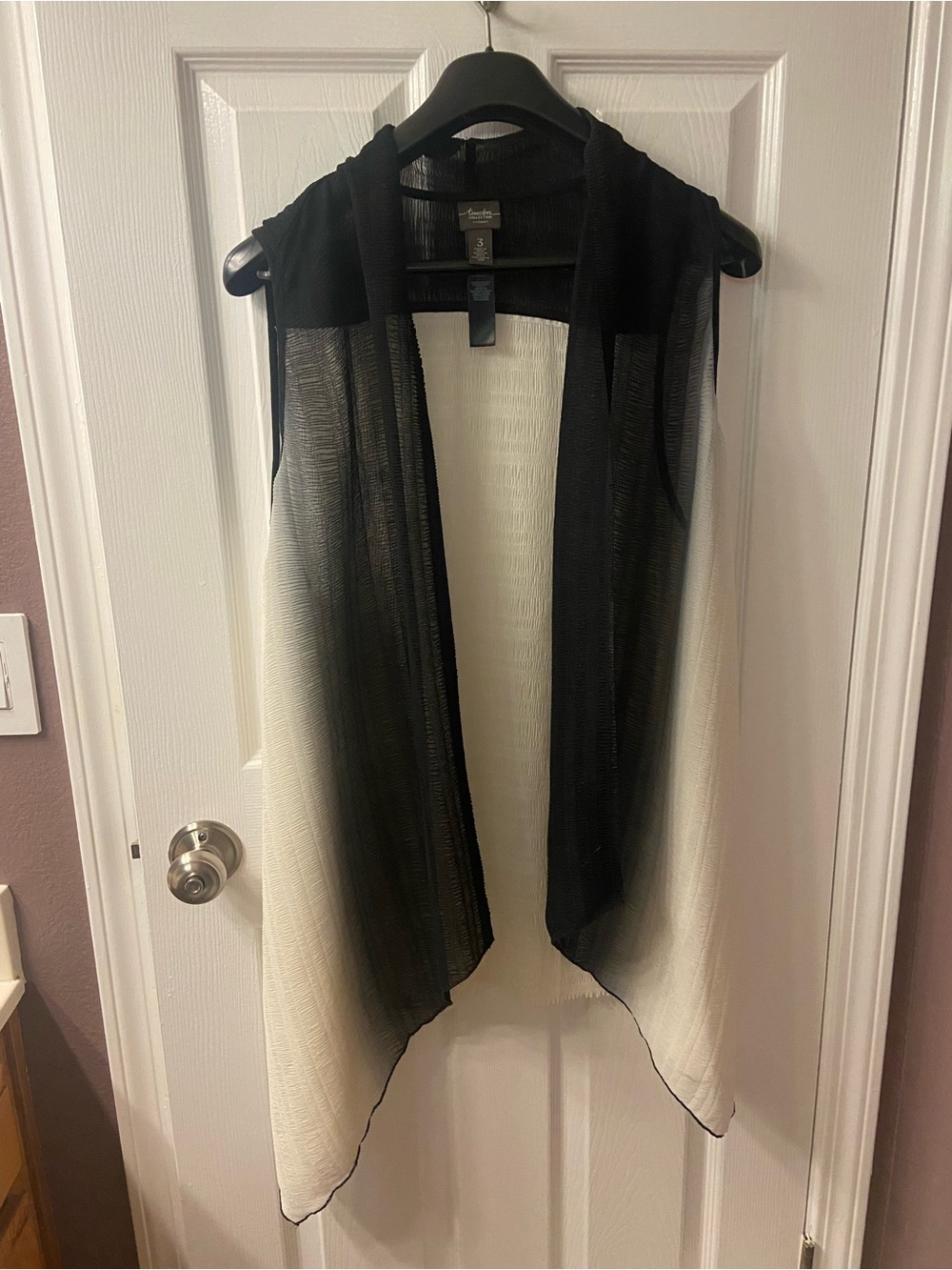 Chico's Black to White Sheer Ombre Open-Front Tunic